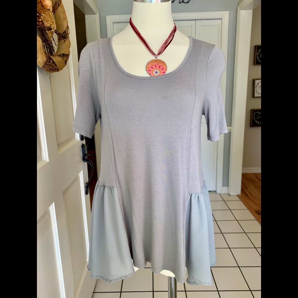 🌟Gray, loose fit top-Boho